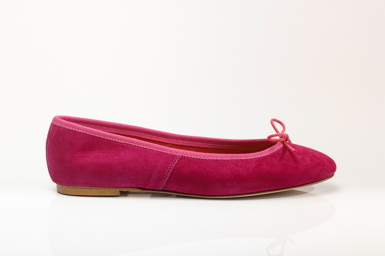 Pink suede ballet flats hot sale
