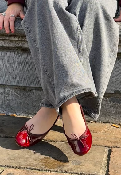 Capri Ballerina Vernice Bordo