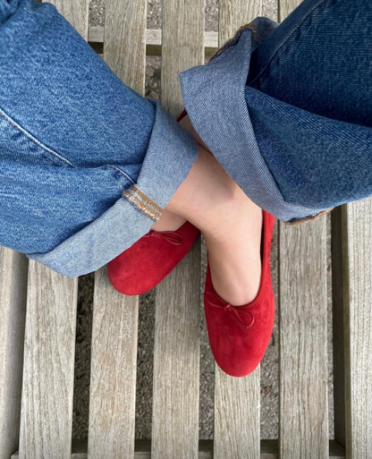 Capri Ballerina Suede Rouge Éclat