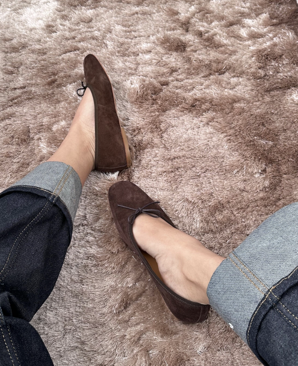Volcano Quadrato Ballerina Suede Chocolat