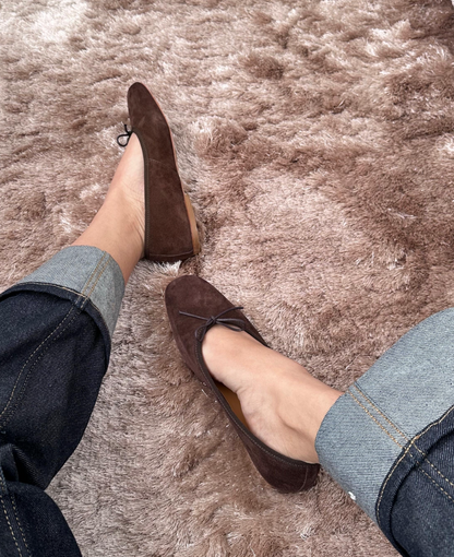 Volcano Quadrato Ballerina Suede Chocolat