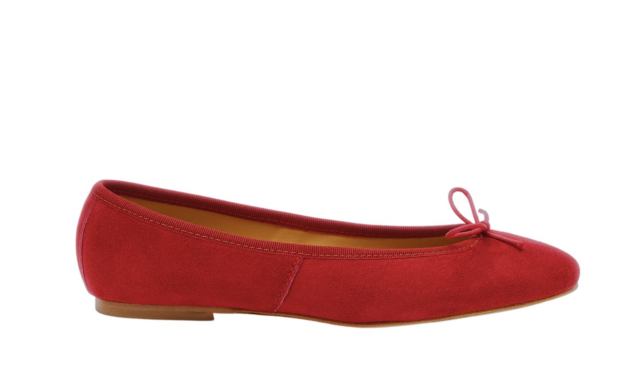 Capri Ballerina Suede Rouge Éclat