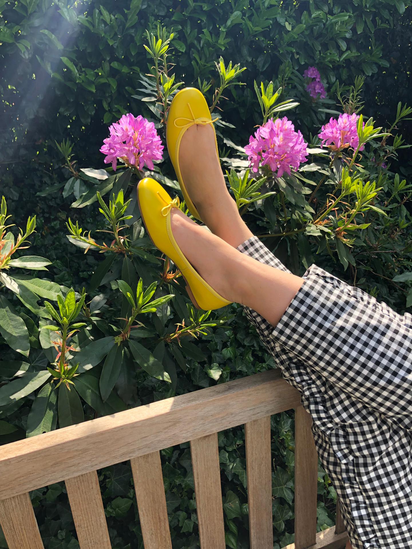 capri ballerina soft leather yellow citrus lemon chic elegant classic spring sunny garden chill