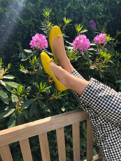capri ballerina soft leather yellow citrus lemon chic elegant classic spring sunny garden chill